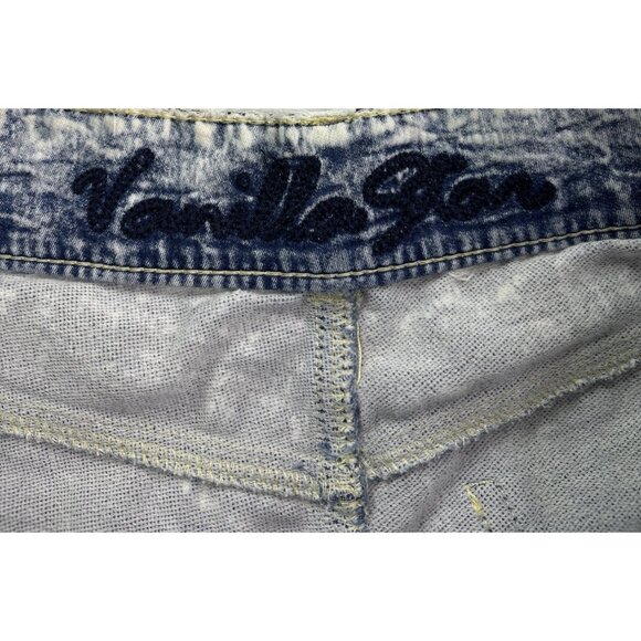 Vintage Y2K Vanilla Star Juniors Acid Wash Denim Booty Shorts Size 9 Distressed - Picture 3 of 4